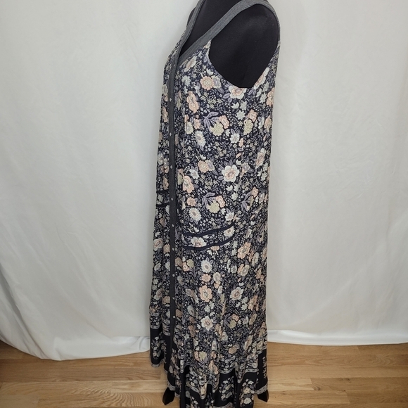 Davi & Dani Sleevelss Floral Snap-Front A-Line Ankle Length Maxi Dress - Size S - Picture 5 of 16